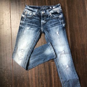 Distressed Miss Me Jeans - Straight Leg Cut